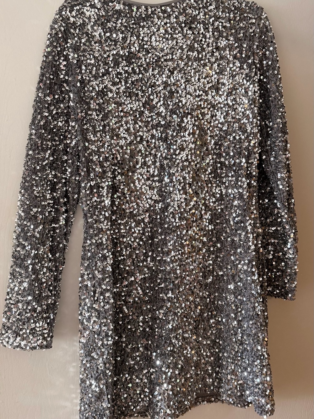 H&M Silver Sequin Long Sleeve Party Dress